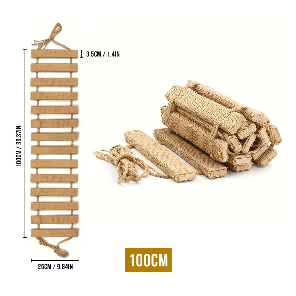 Wooden Cat Climbing Bridge with Sisal Rope