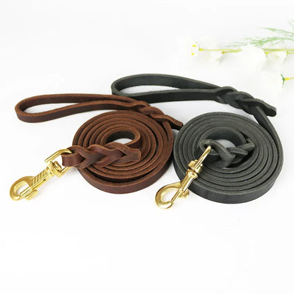 Premium Leather Dog Leash with Hook