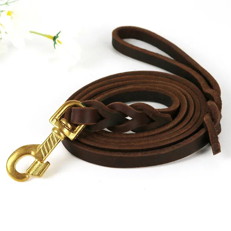 Premium Leather Dog Leash with Hook