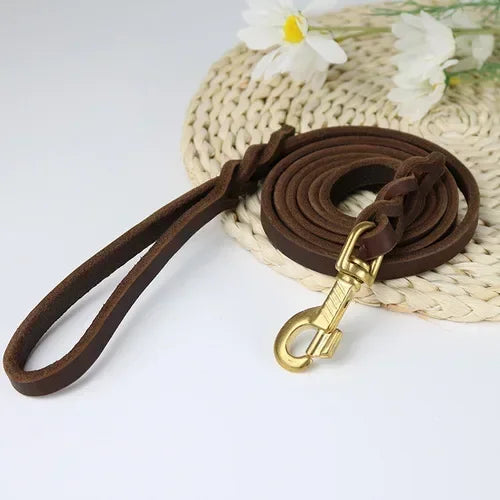 Premium Leather Dog Leash with Hook