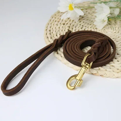 Premium Leather Dog Leash with Hook