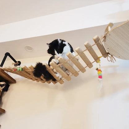 Wooden Cat Climbing Bridge with Sisal Rope