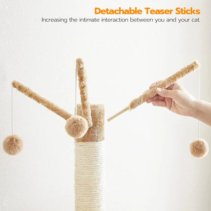 Wooden Cat Tree Condo with Scratching Posts