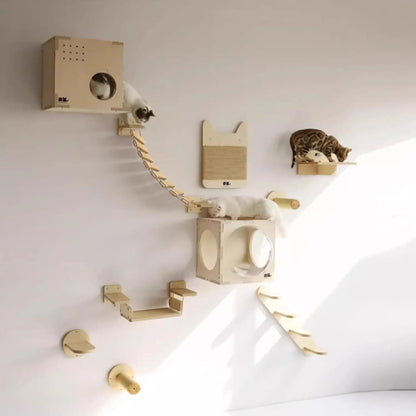 Wooden Cat Climbing Bridge with Sisal Rope