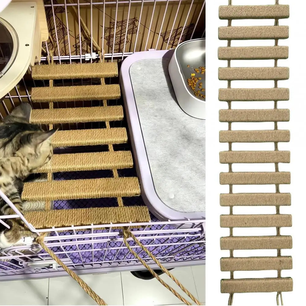 Wooden Cat Climbing Bridge with Sisal Rope