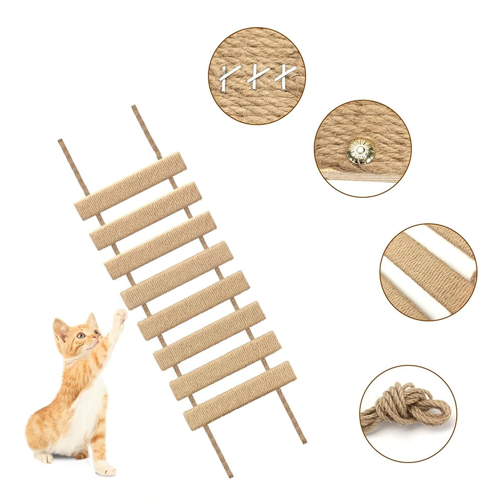 Wooden Cat Climbing Bridge with Sisal Rope