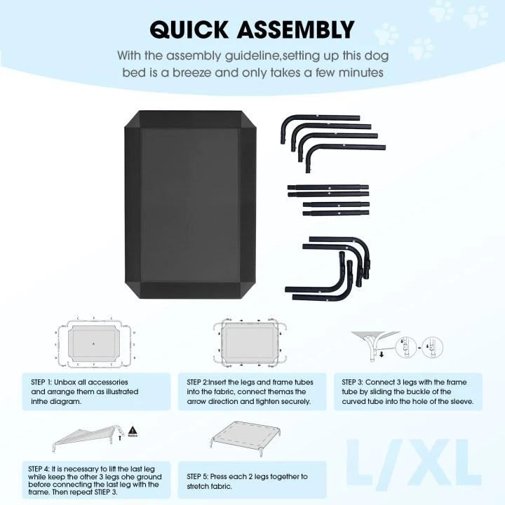 Elevated Cooling Dog Bed - Breathable Mesh