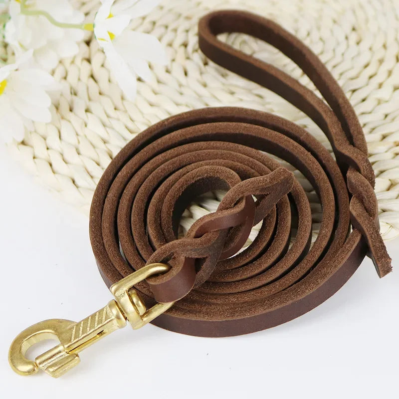 Premium Leather Dog Leash with Hook