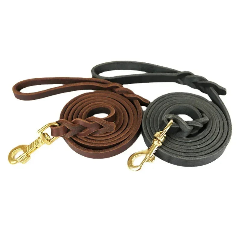 Premium Leather Dog Leash with Hook