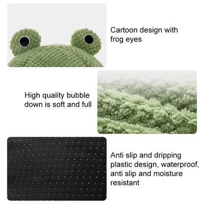 Plush Frog Pet Bed - Round & Warm