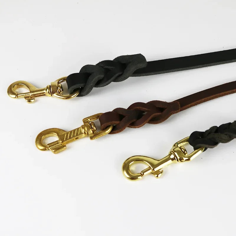 Premium Leather Dog Leash with Hook