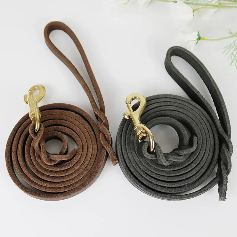 Premium Leather Dog Leash with Hook