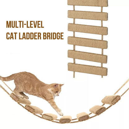 Wooden Cat Climbing Bridge with Sisal Rope