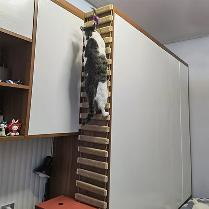Wooden Cat Climbing Bridge with Sisal Rope