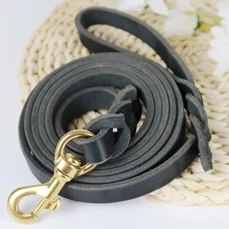 Premium Leather Dog Leash with Hook