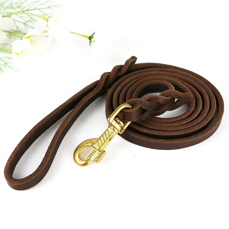 Premium Leather Dog Leash with Hook